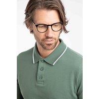 Weird Fish Men's Theo Cotton Textured Jersey Long Sleeve Polo in Dark Olive | Size: XL