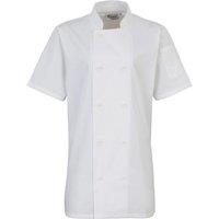 Premier Men's Short Sleeve Chefs Jacket Chefswear in White | Size: Small