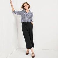 Lands' End Women's Sport Knit Cropped Wide Leg Trousers in Black | Size: 16-18