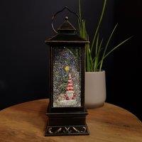 Samuel Alexander 28cm LED Christmas Glitter Water Spinner Antique Lantern Snowy Gonk Scene in Black