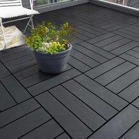 Nicoman Polydeck Pack of 12 Interlocking Decking Tiles 30x30cm in Black | Size: 30x30 cm