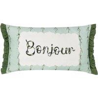 Furn Bonjour 100% Cotton Ruffle Cushion in Light Green | Size: 30 cm x 50 cm