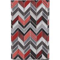 Warren Reed - Designer Red Grey Geometric Pattern Tea Towel