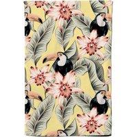 Warren Reed - Designer Toucans, Orchids & Palm Leaves Tea Towel in Yellow