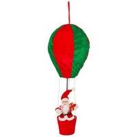 Samuel Alexander 1m Large Red & Green Santa's Hot Air Balloon Hanging Decoration