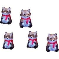 Samuel Alexander 14cm Set of 5 Light up Fox Ornaments with 40 Cool White LEDs in Brown