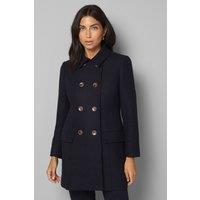 Wallis Women's Petite Double Breasted Pea Coat in Navy | Size: 12