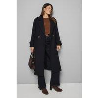 Wallis Women's Double Breasted Car Coat in Navy | Size: 18