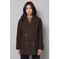 Wallis Women's Mid Length Shawl Collar Double Breasted Coat in Chocolate | Size: 18