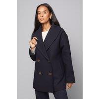 Wallis Women's Mid Length Shawl Collar Double Breasted Coat in Navy | Size: 12