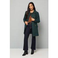 Wallis Women's Petite Double Breasted Pea Coat in Green | Size: 14