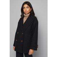Wallis Women's Mid Length Shawl Collar Double Breasted Coat in Black | Size: 10
