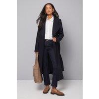 Wallis Women's Belted Maxi Coat in Navy | Size: 18