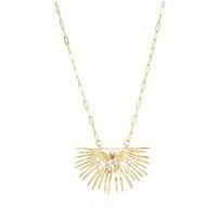 Elara Radiant Sunburst Pendant Necklace with Crystal Detail