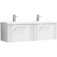 Balterley Wall Hung 2 Drawers Vanity Unit - 2 Ceramic Basin 1200mm, Satin White