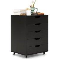 Gymax 5-Drawer Chest Rolling Dresser Under Desk Filing Cabinet With Wheels in Black