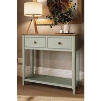 FWStyle 2 Drawer Console Table Sage Green Large Oak Top Painted Finish