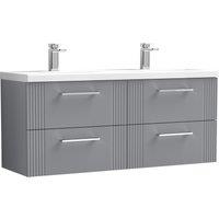 Balterley Wall Hung 4 Drawers Vanity Unit- 2 Ceramic Basin 1200mm, Satin Grey