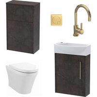 Balterley Cloakroom Suite Right Hand Vanity WC Toilet Tap Set 440mm, Slate Brass in Grey