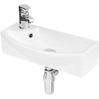 Balterley Bathroom Wall Hung Basin Right Hand 1 Tap Hole, White, 450mm in White