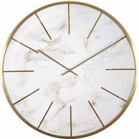 Acctim Luxe Wall Clock Quartz Brushed Metal Embossed Golden Batons Brass Hands Marble Effect 40cm in Off-White