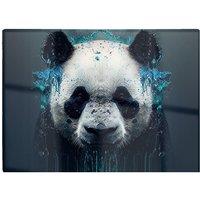 Warren Reed - Designer Panda Face Splashart Dark Background Glass Chopping Board in Blue
