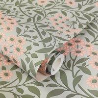 World of Wallpaper Botanical Damask Wallpaper in Pale Green