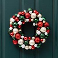 Scottish Everlastings Ltd 41cm Bauble Wreath Green-Red in White
