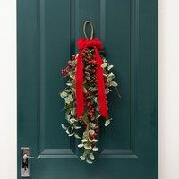 Scottish Everlastings Ltd 55cm Red Berry & Eucalyptus Teardrop Wreath (Swag)