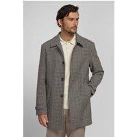 Steel & Jelly Men's Marton - Wool Blend Houndstooth Car Coat in Stone | Size: Large