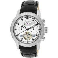Heritor Automatic Men's Hannibal Semi-Skeleton Leather-Band Watch in White