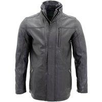 Infinity Leather Men's Leather Mid Length Coat-Hanoi in Black | Size: XS