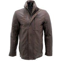 Infinity Leather Men's Leather Mid Length Coat-Hanoi in Brown | Size: 4XL