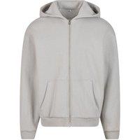 Build Your Brand Men's Fluffy Full Zip Hoodie in Grey | Size: XS