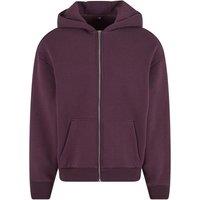 Build Your Brand Men's Fluffy Full Zip Hoodie in Purple | Size: Large