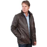 Infinity Leather Men's Warm Mid-Length Leather Biker Jacket in Brown | Size: 4XL