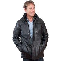 Infinity Leather Men's Warm Mid-Length Leather Biker Jacket in Black | Size: 5XL