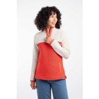 Weird Fish Women's Isla 1/4 Zip Colour Block Macaroni Sweatshirt in Coral | Size: 18