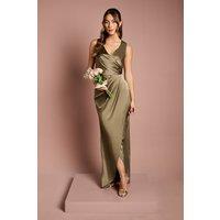 Ruched Waist Detail Satin Bridesmaid Dress