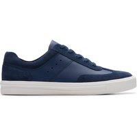 Clarks Women's Makea Court Navy Leather Trainers in Blue | Size: 5-Standard Fit