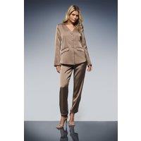 Dorothy Perkins Women's V Neck Single Breasted Button Detail Blazer in Taupe | Size: 16
