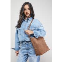 Oasis Women's Lilah Suede Slouch Bag in Camel