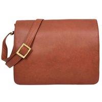 House of Leather Women's Womens Real Leather Shoulder Organiser Cross Body Flap over Bag Maui Black in Brown | Size: Large