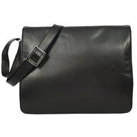 House of Leather Women's Womens Real Leather Shoulder Organiser Cross Body Flap over Bag Maui Black | Size: Large