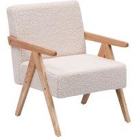 Nordlys Scandinavian Lounge Armchair with Wooden Frame & Fabric in White