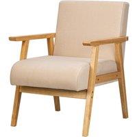 Nordlys Scandinavian Lounge Armchair with Wooden Frame in Beige