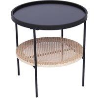 Nordlys Table Appoint End Table Industrial Furniture Round Rattan Cane in Black