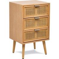Nordlys Scandinavian Wooden 3-Drawer Wicker Cane Dresser in Brown