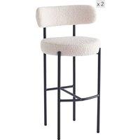 Nordlys Set of 2 Scandinavian Metal Fabric Bar Stools in White