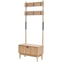 Nordlys Entryway Coat Rack Wood & Metal Coat Rack in Brown